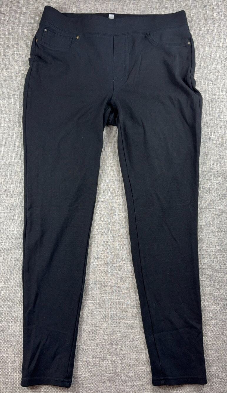 Seven7 Womens Large Black Pull On Ponte Skinny Pants Stretch 31x26.5